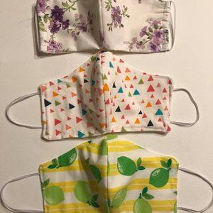 Lot of 3 Cotton Face Masks Washable Reusable